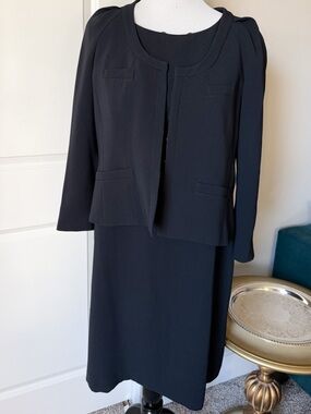 Gerard Darel Black 2 Piece Dress Set Jacket Sheath Dress EU 44